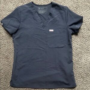 Figs Blue V-Neck Scrub Shirt